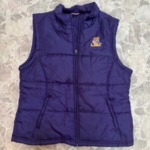 LSU Tigers Purple Puffer Vest Rain Vest Full Zip W/Pockets Knights Apparel XL